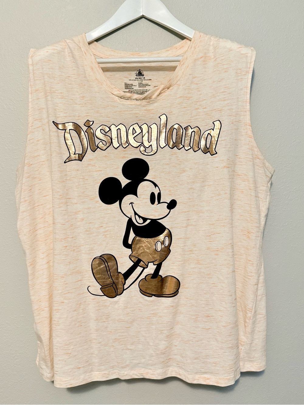 Disney Mickey Graphic Tank Top in Cream with Rose Gold Accents